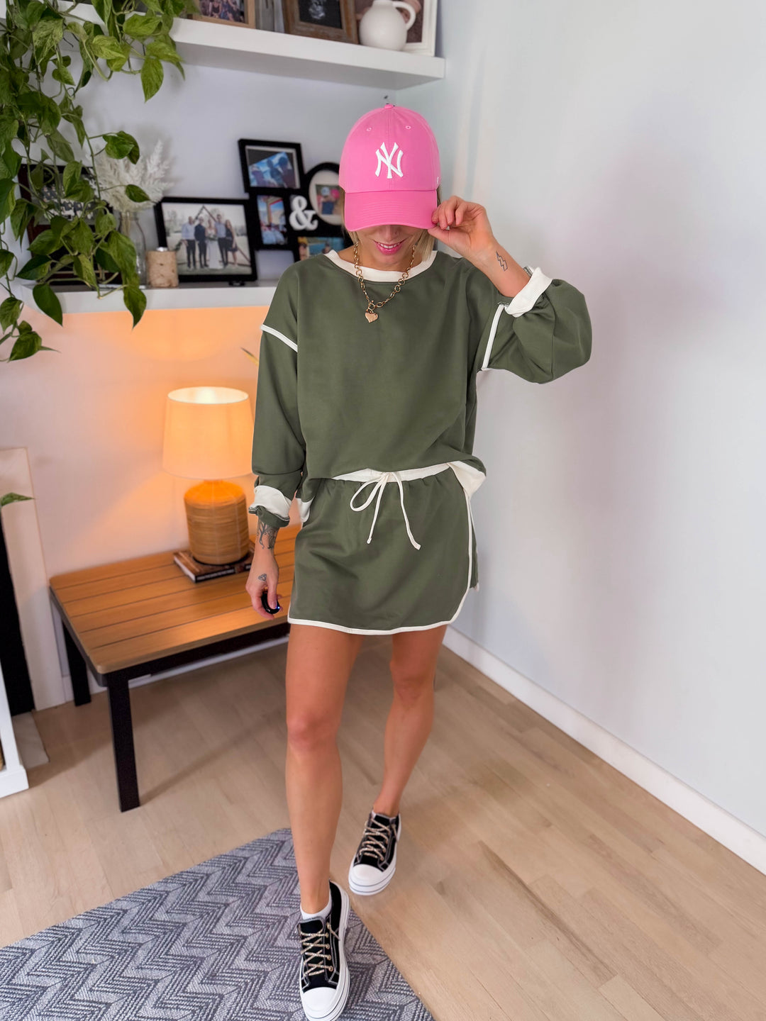 Cashlyn Cotton Skort Set- LIGHT OLIVE