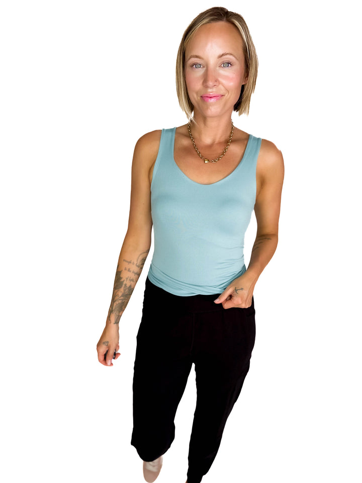 Justina Seamless Tank Top- DUSTY TEAL