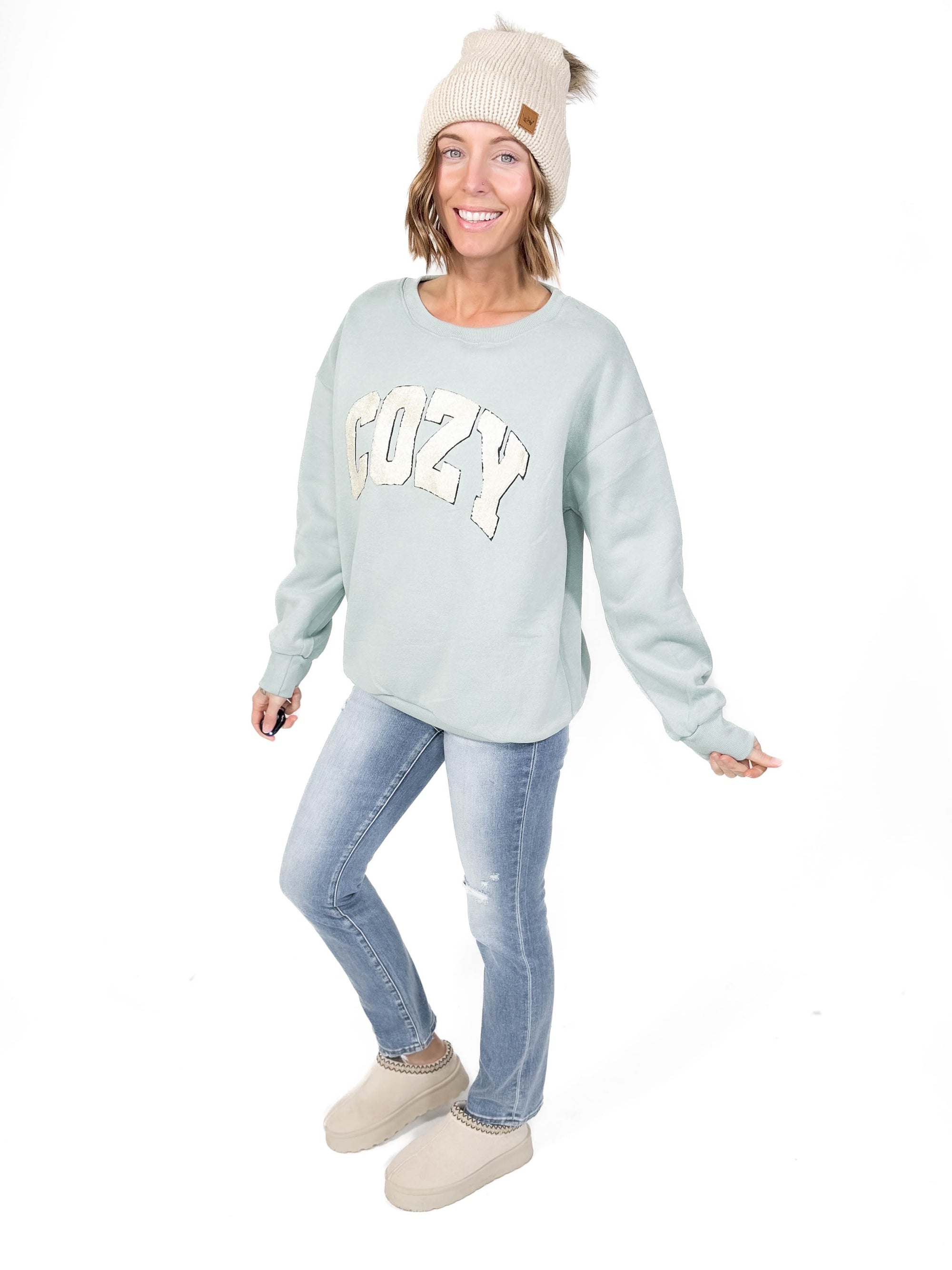 Cozy Sherpa Letter Pullover