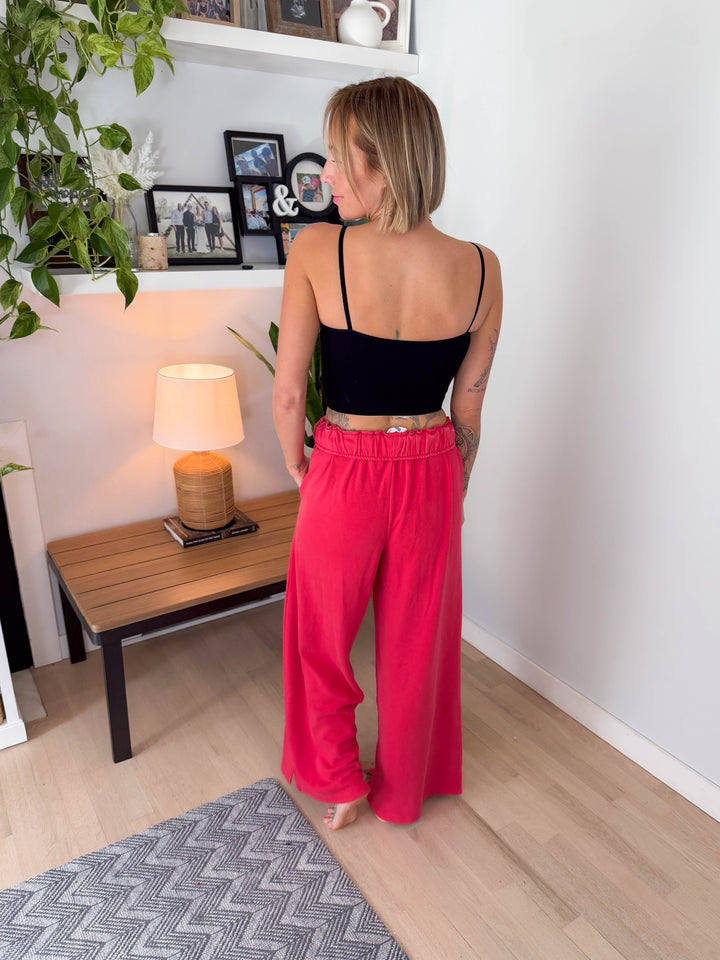 Daydream Foldover Sweatpant- RED