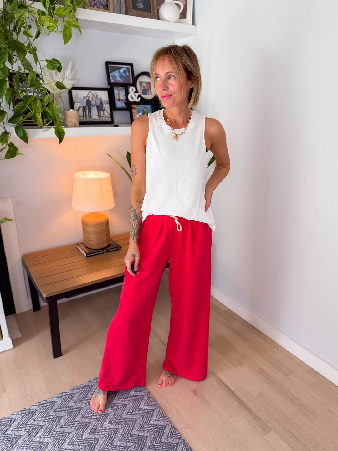 Ruthee Washed Cotton Tank- OFF WHITE