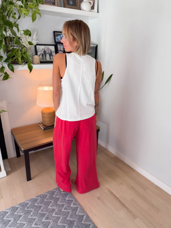 Ruthee Washed Cotton Tank- OFF WHITE