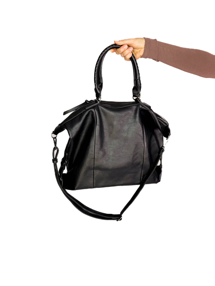 Indy Tote Bag Rustic Handle and Strap- BLACK