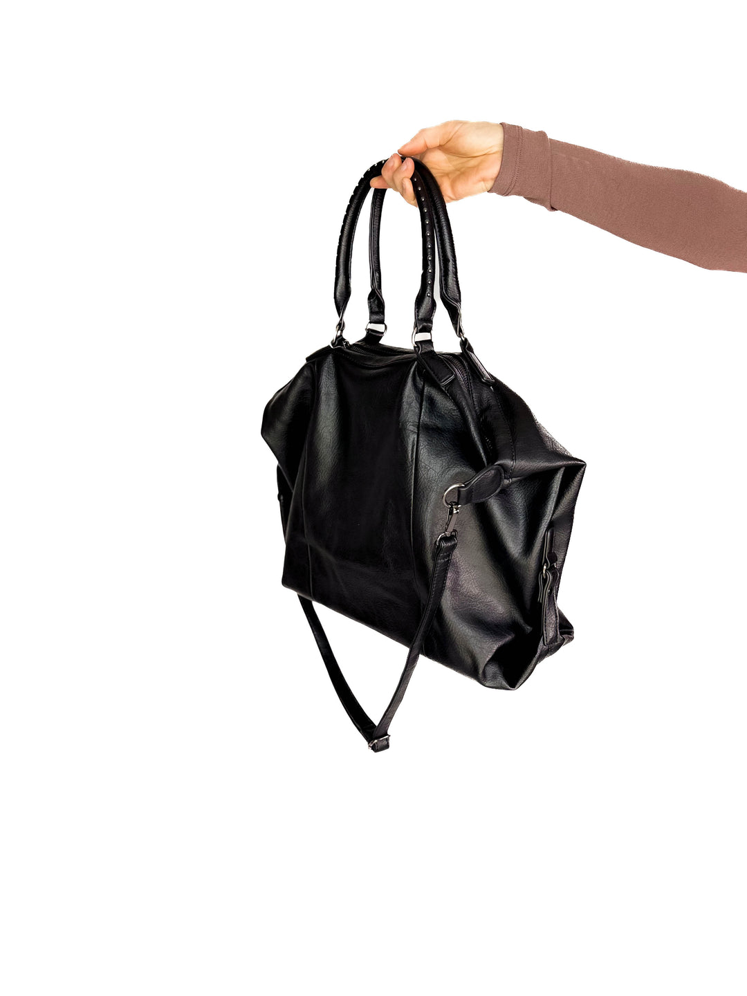 Indy Tote Bag Rustic Handle and Strap- BLACK