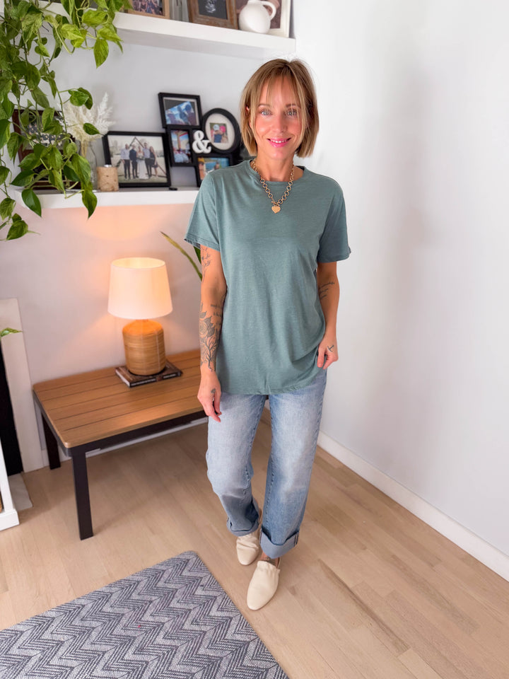 Colter Cotton Boyfriend Tee- HEATHER ASH JADE