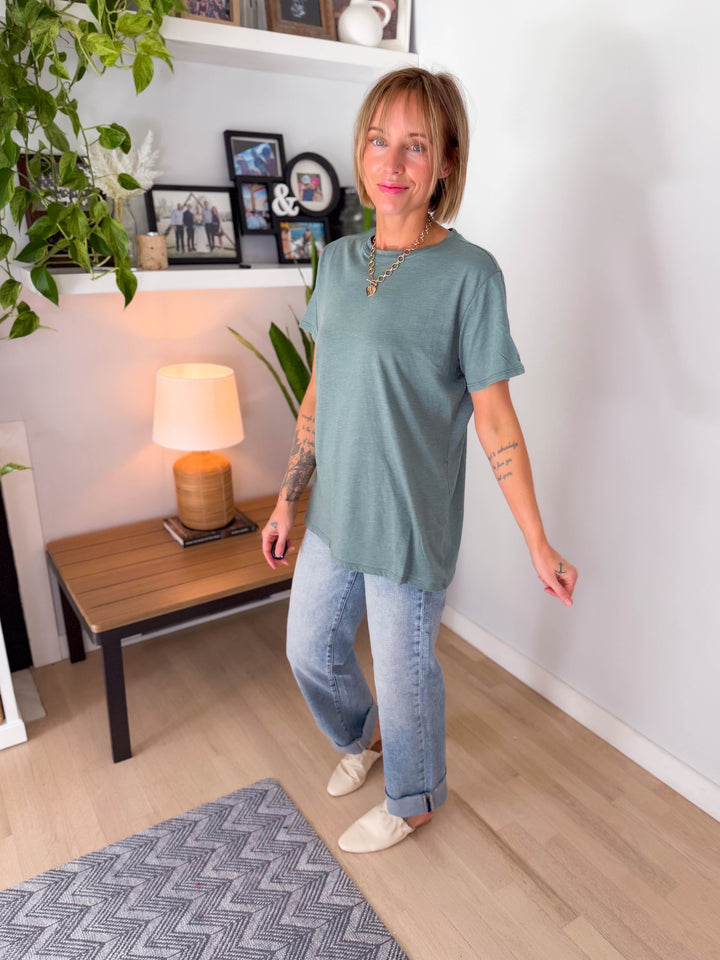 Colter Cotton Boyfriend Tee- HEATHER ASH JADE