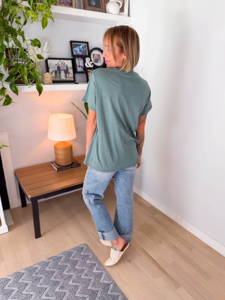 Colter Cotton Boyfriend Tee- HEATHER ASH JADE