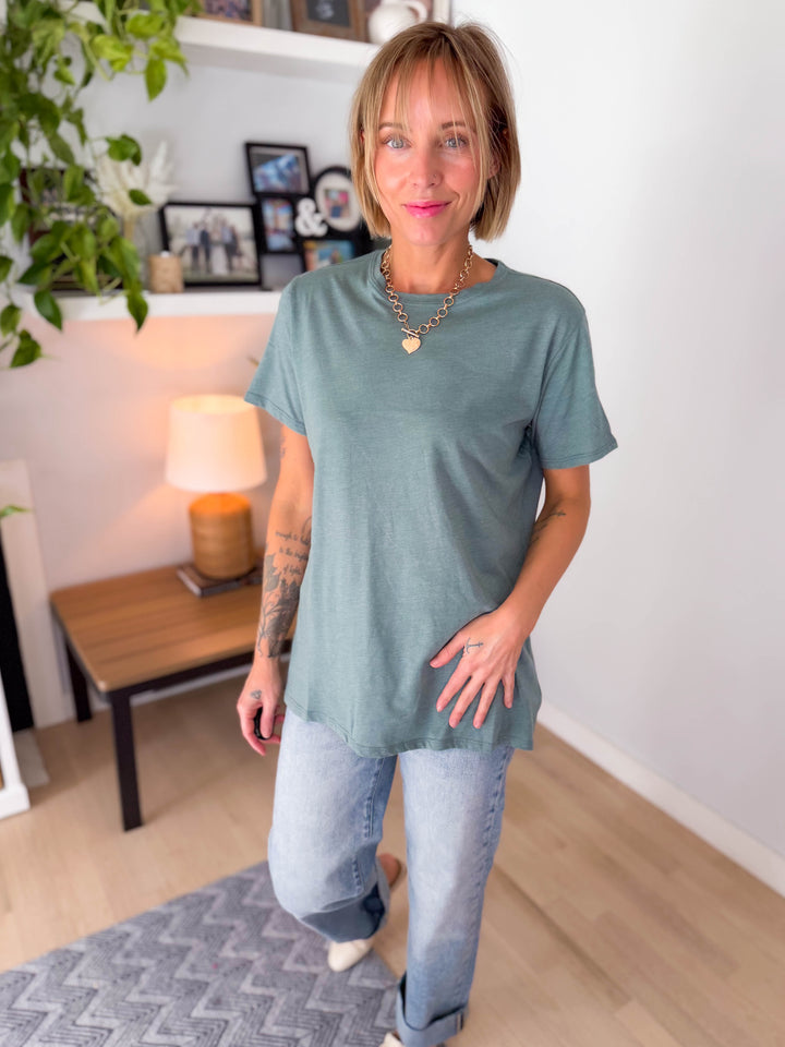 Colter Cotton Boyfriend Tee- HEATHER ASH JADE