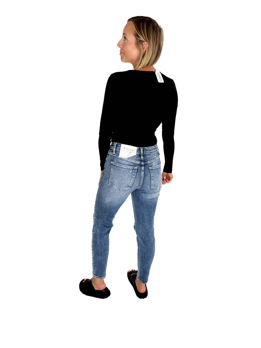 PETRA Vanessa Super High Rise Stretch Mom Jeans- MEDIUM WASH