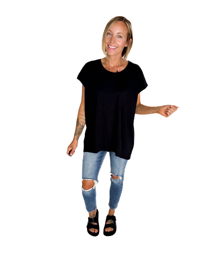 Noisy May Mathilde Loose Long Top- BLACK