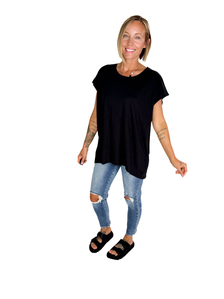 Noisy May Mathilde Loose Long Top- BLACK