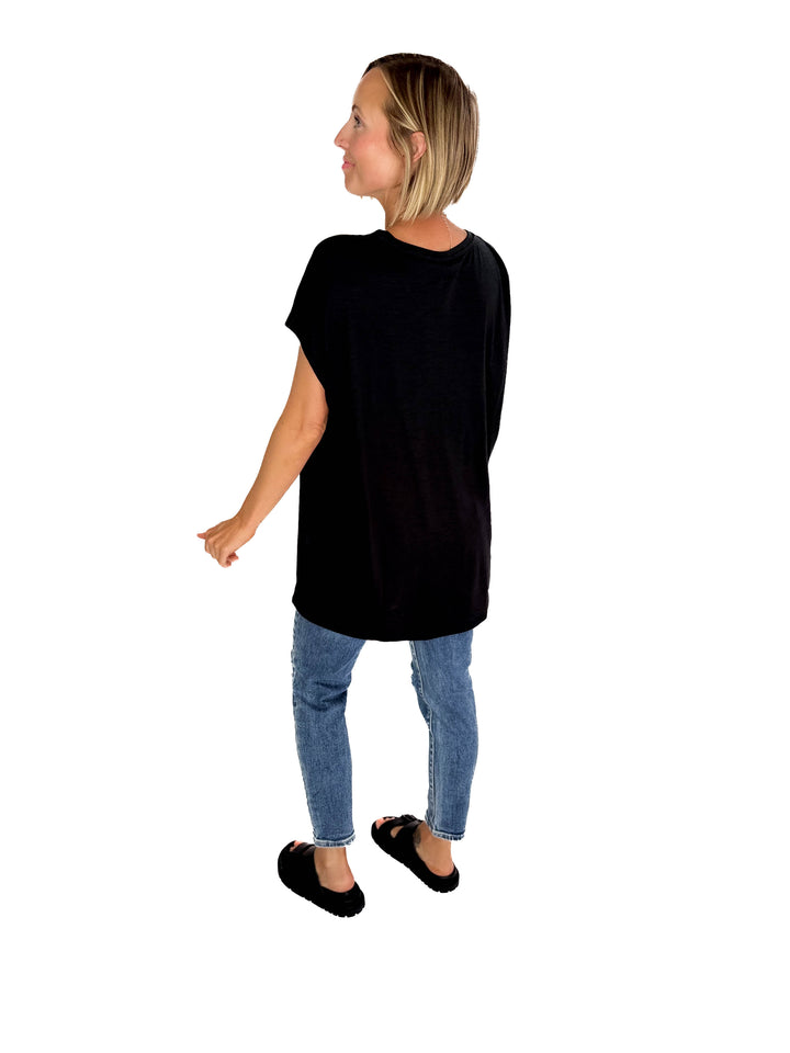 Noisy May Mathilde Loose Long Top- BLACK