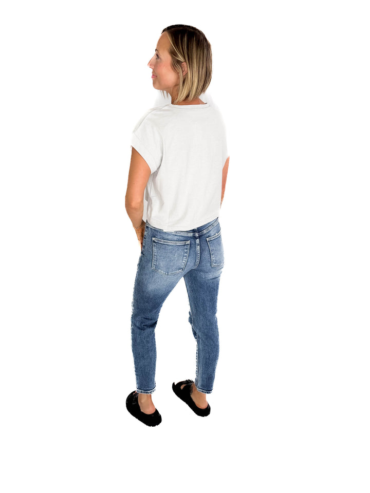 Helen Cotton Folded Sleeve Top- LIGHT GREY