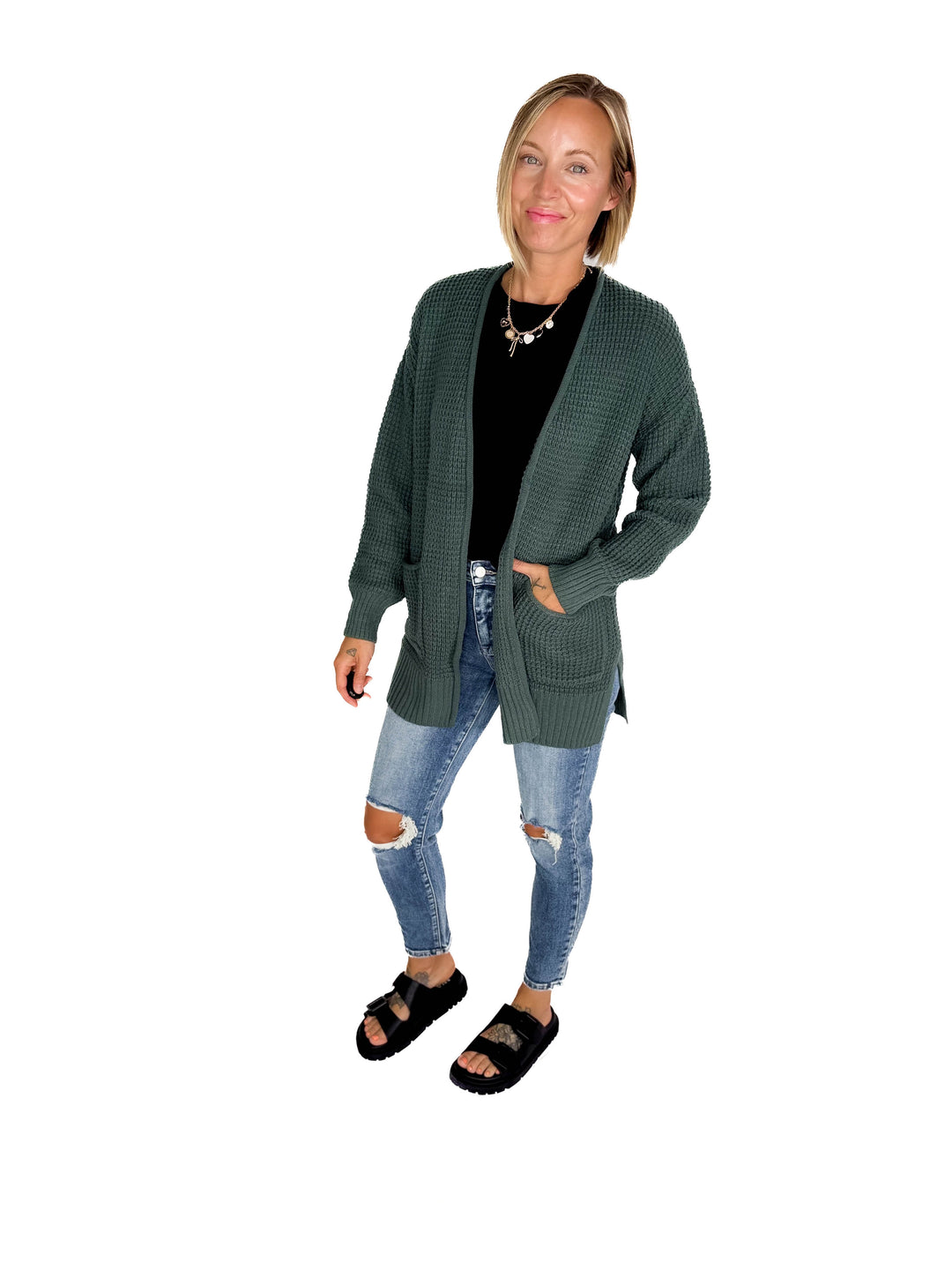 Marley Waffle Cardigan- ASH JADE