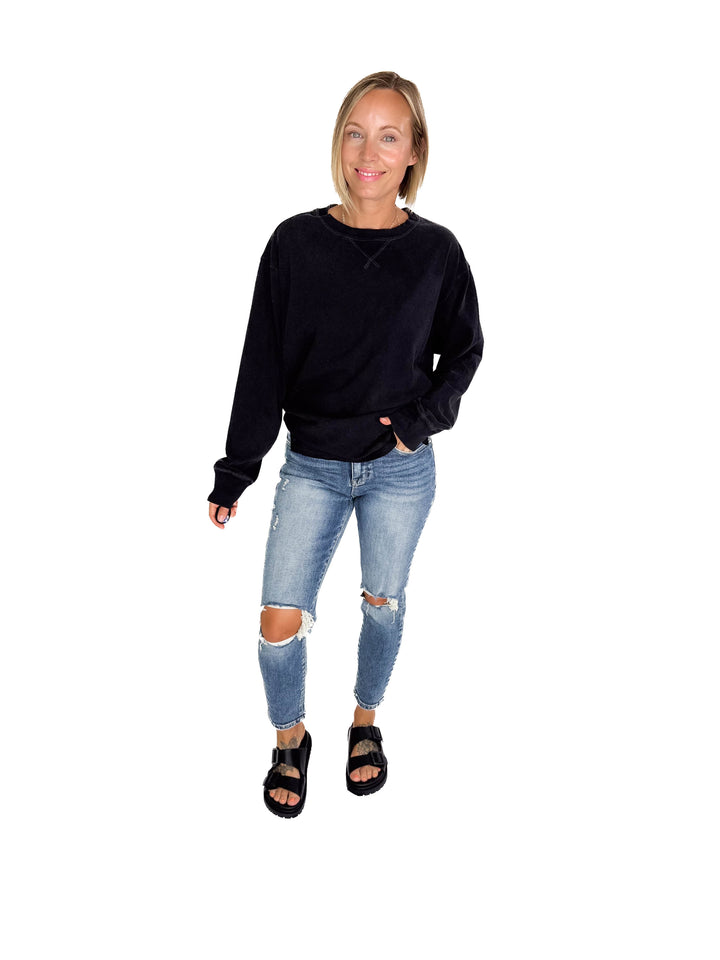 Rita Washed Tunic Long Sleeve- BLACK
