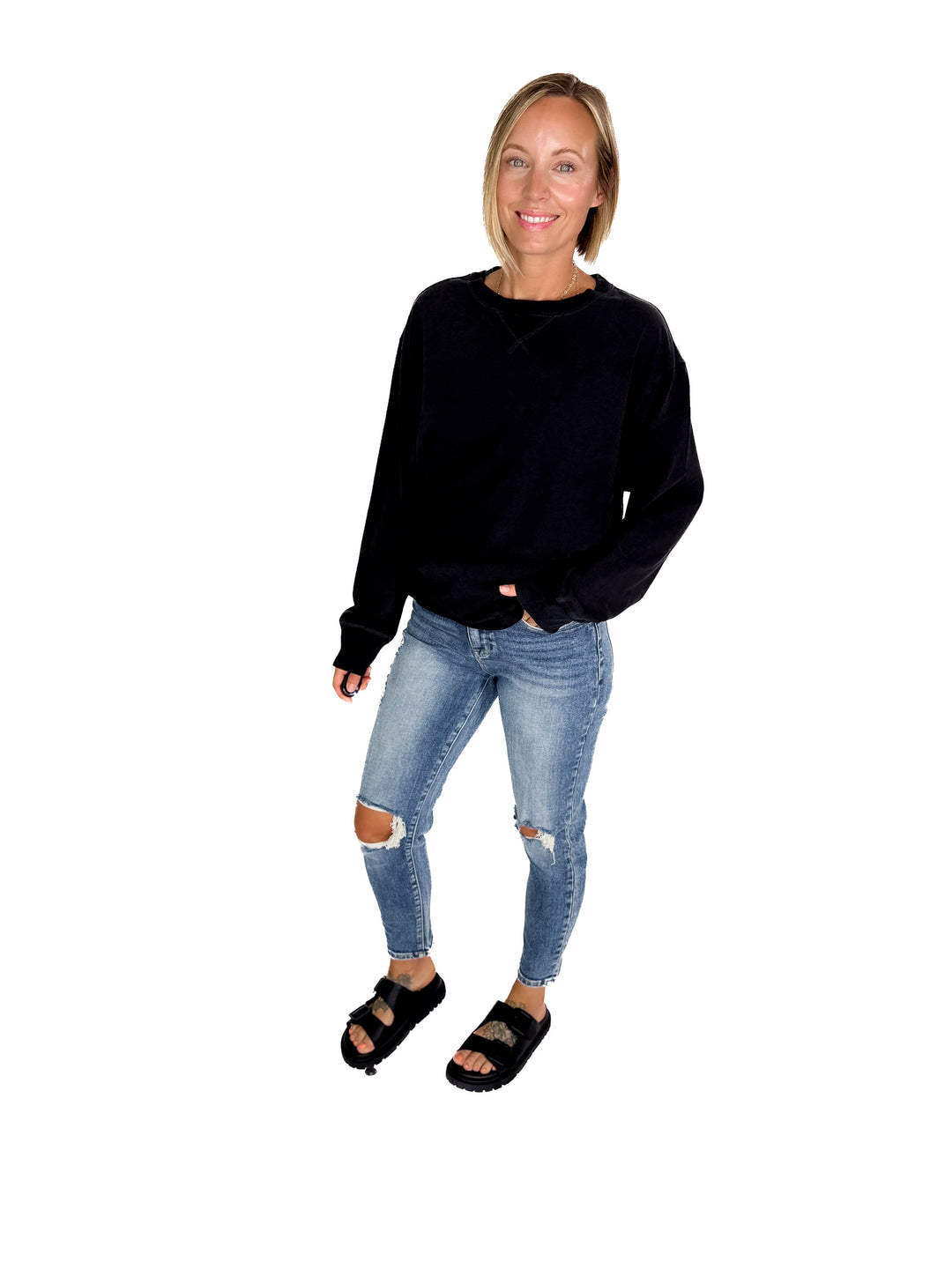 Rita Washed Tunic Long Sleeve- BLACK