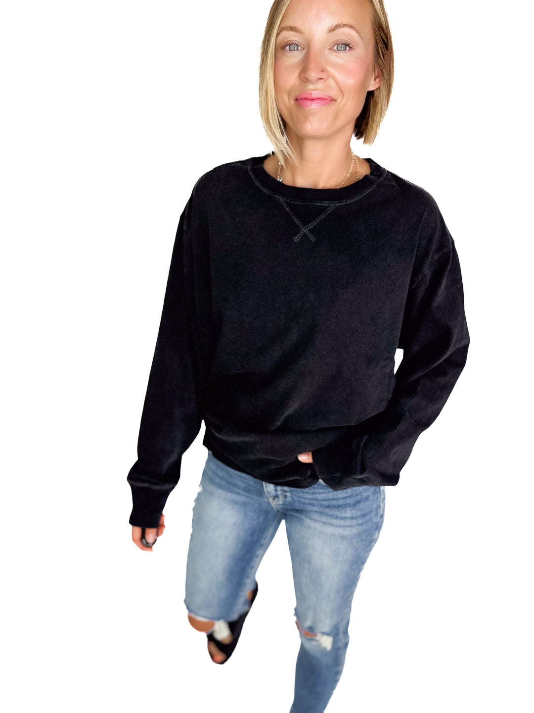Rita Washed Tunic Long Sleeve- BLACK