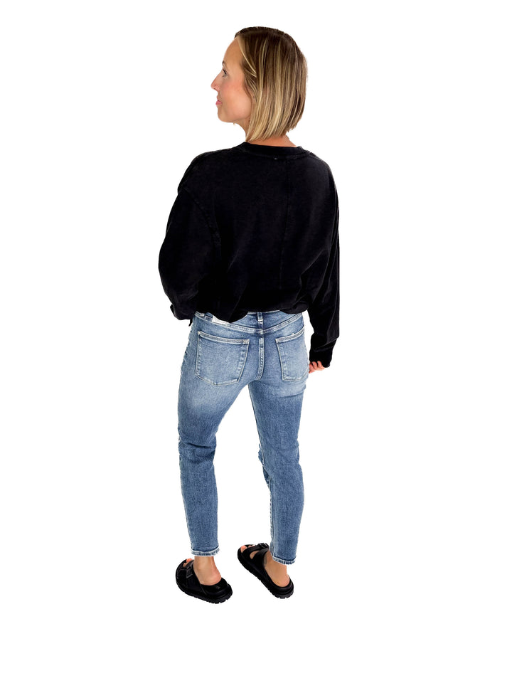 Rita Washed Tunic Long Sleeve- BLACK