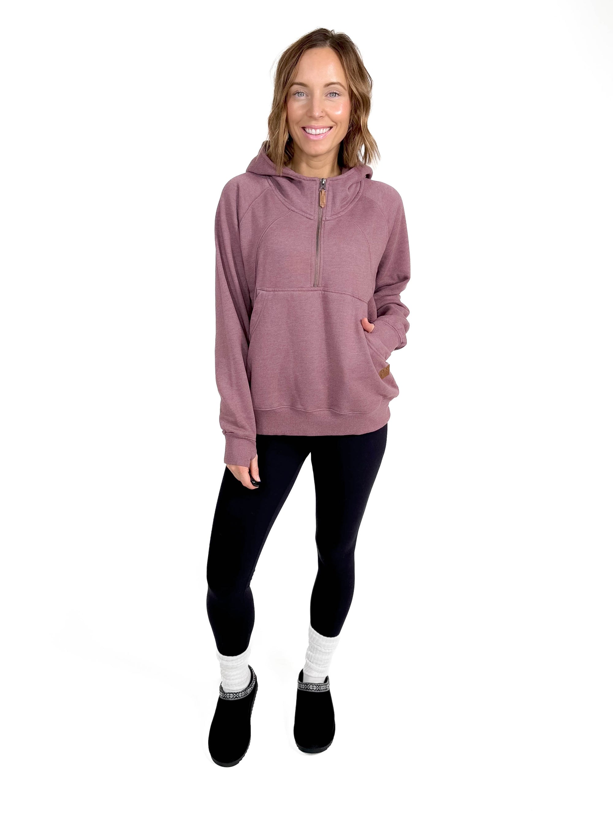 Averley Hooded Fleece- MAUVE