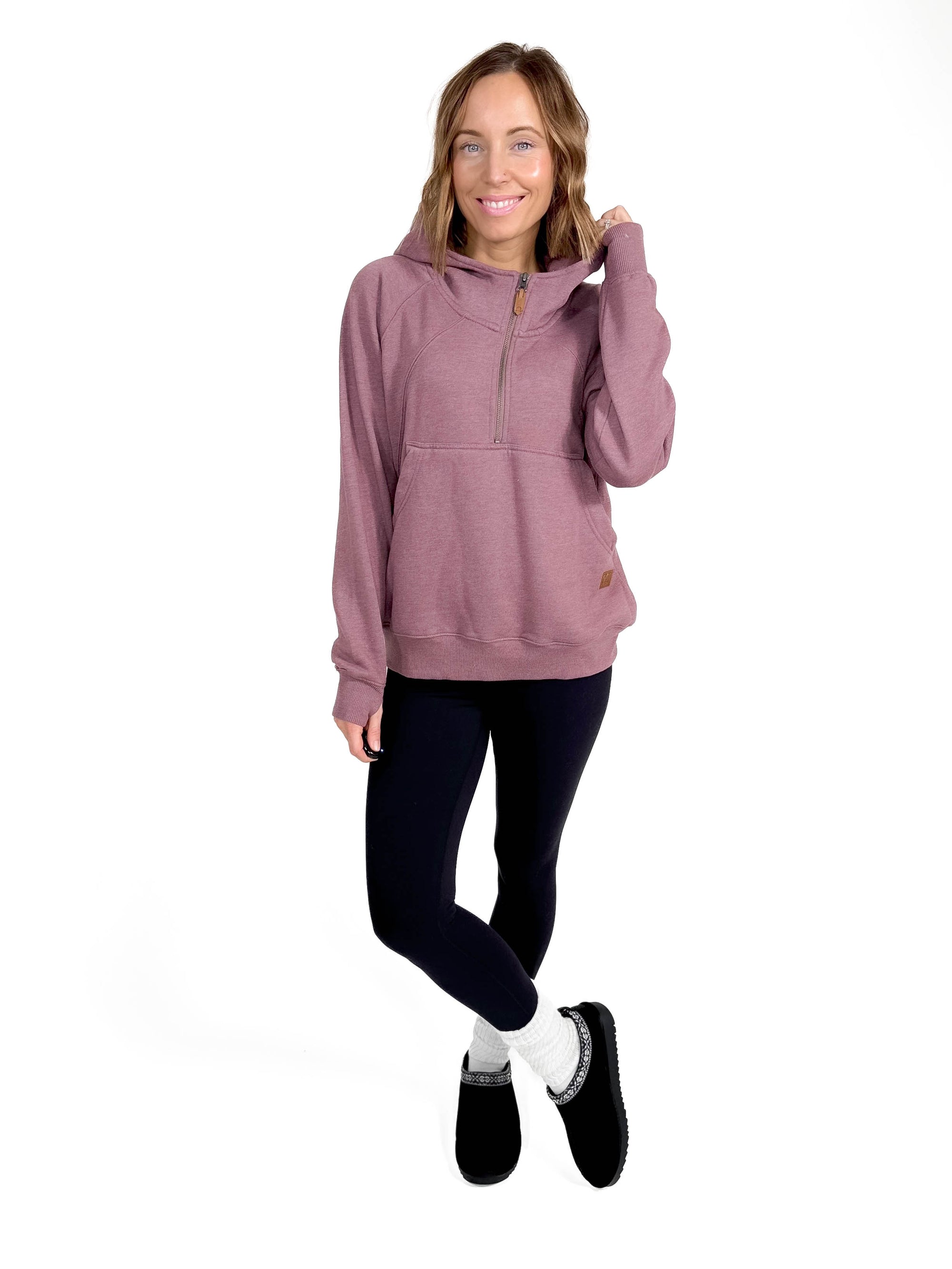 Averley Hooded Fleece- MAUVE