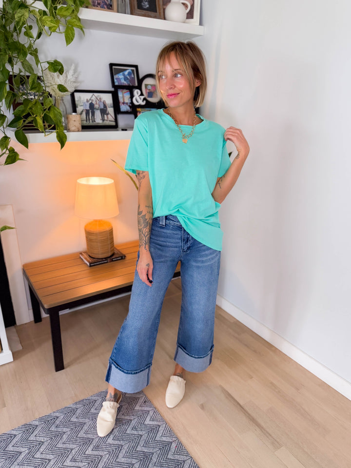 Colter Cotton Boyfriend Tee- MINT