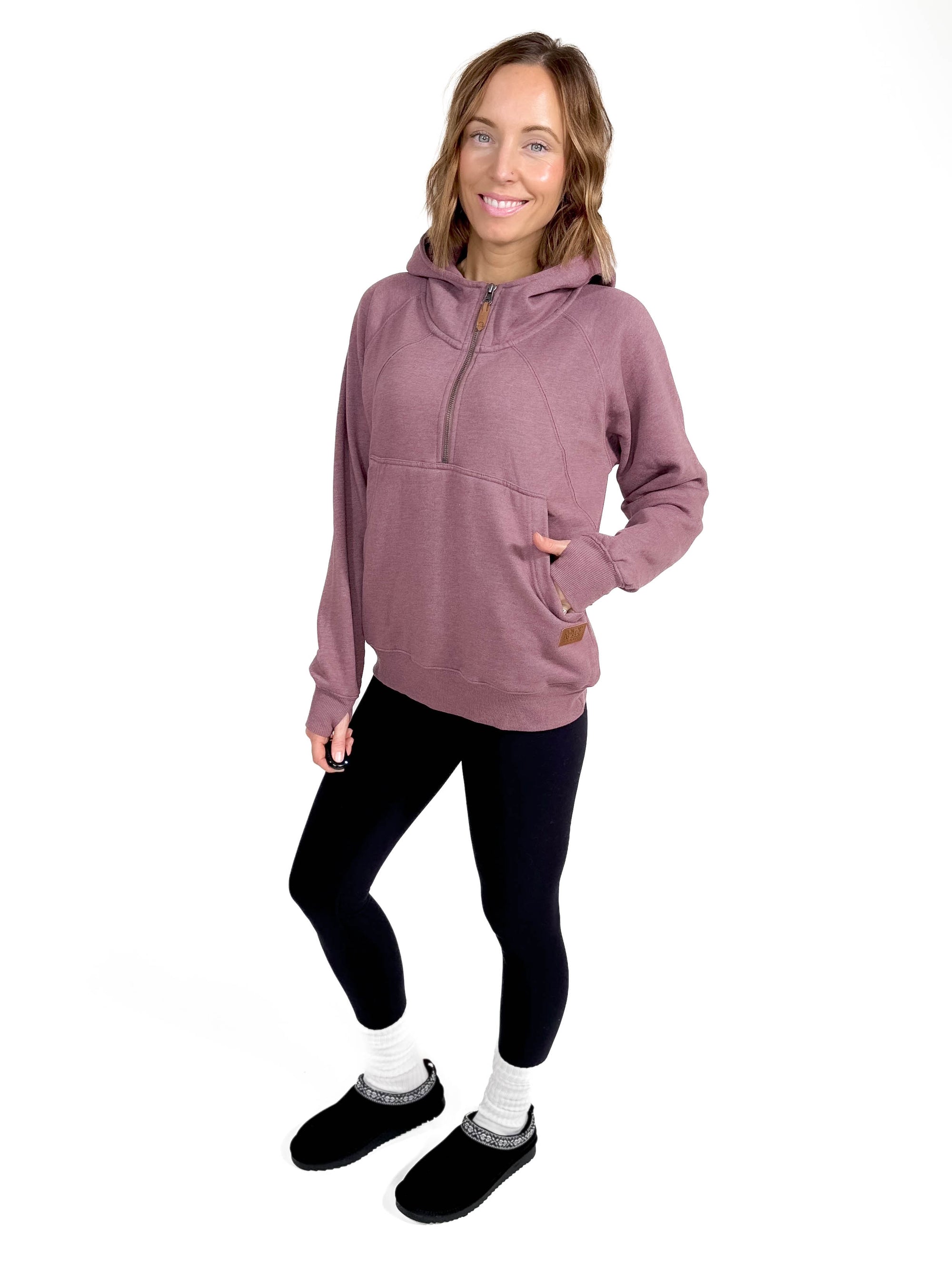 Averley Hooded Fleece- MAUVE