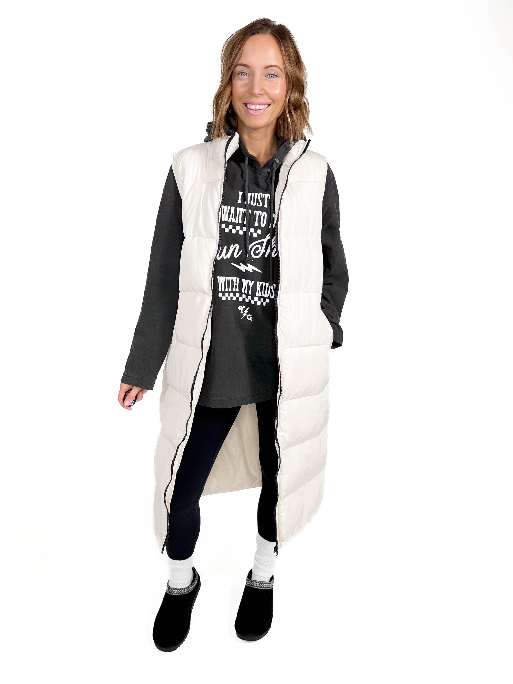 Apres Vegan Down Puffer Vest- COOL WHIP CREAM-FINAL SALE