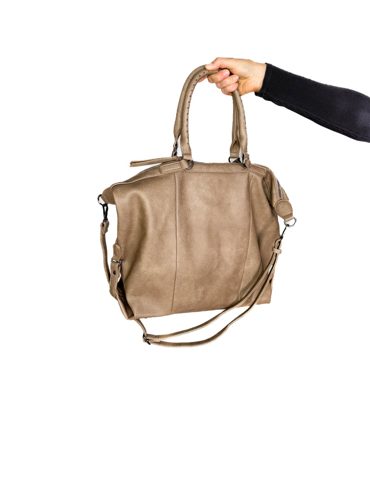 Indy Tote Bag Rustic Handle and Strap- MUSHROOM
