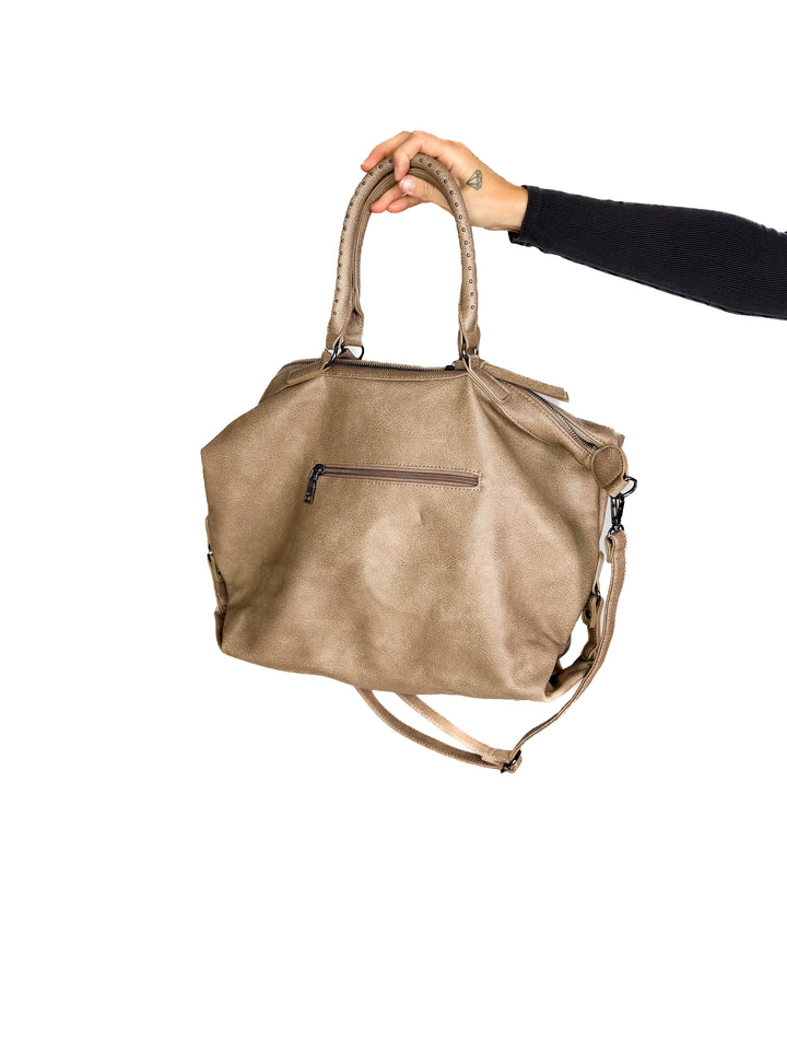 Indy Tote Bag Rustic Handle and Strap- MUSHROOM
