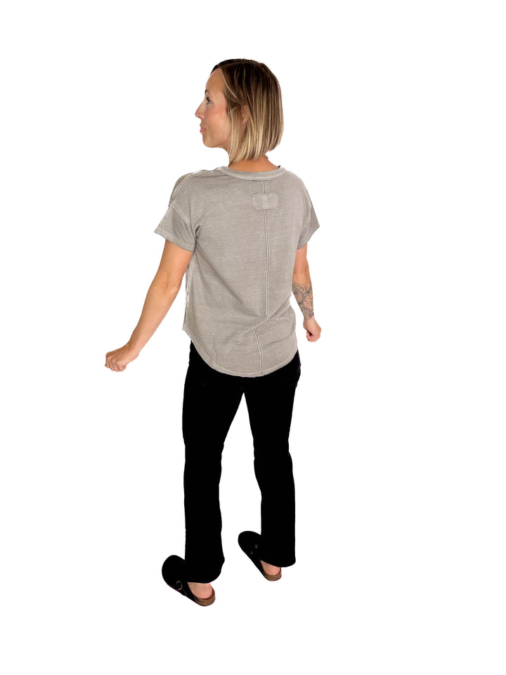 Soleen Exposed Seam Cotton Top- GREY