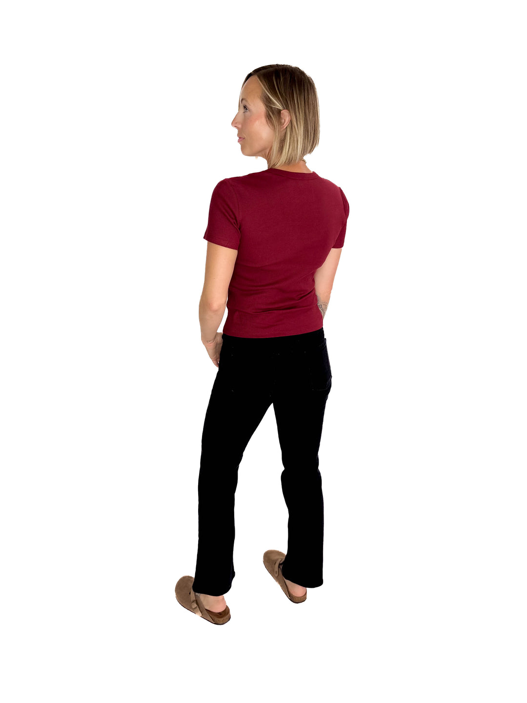 ONLY Easy Ribbed Short Sleeve- CABERNET