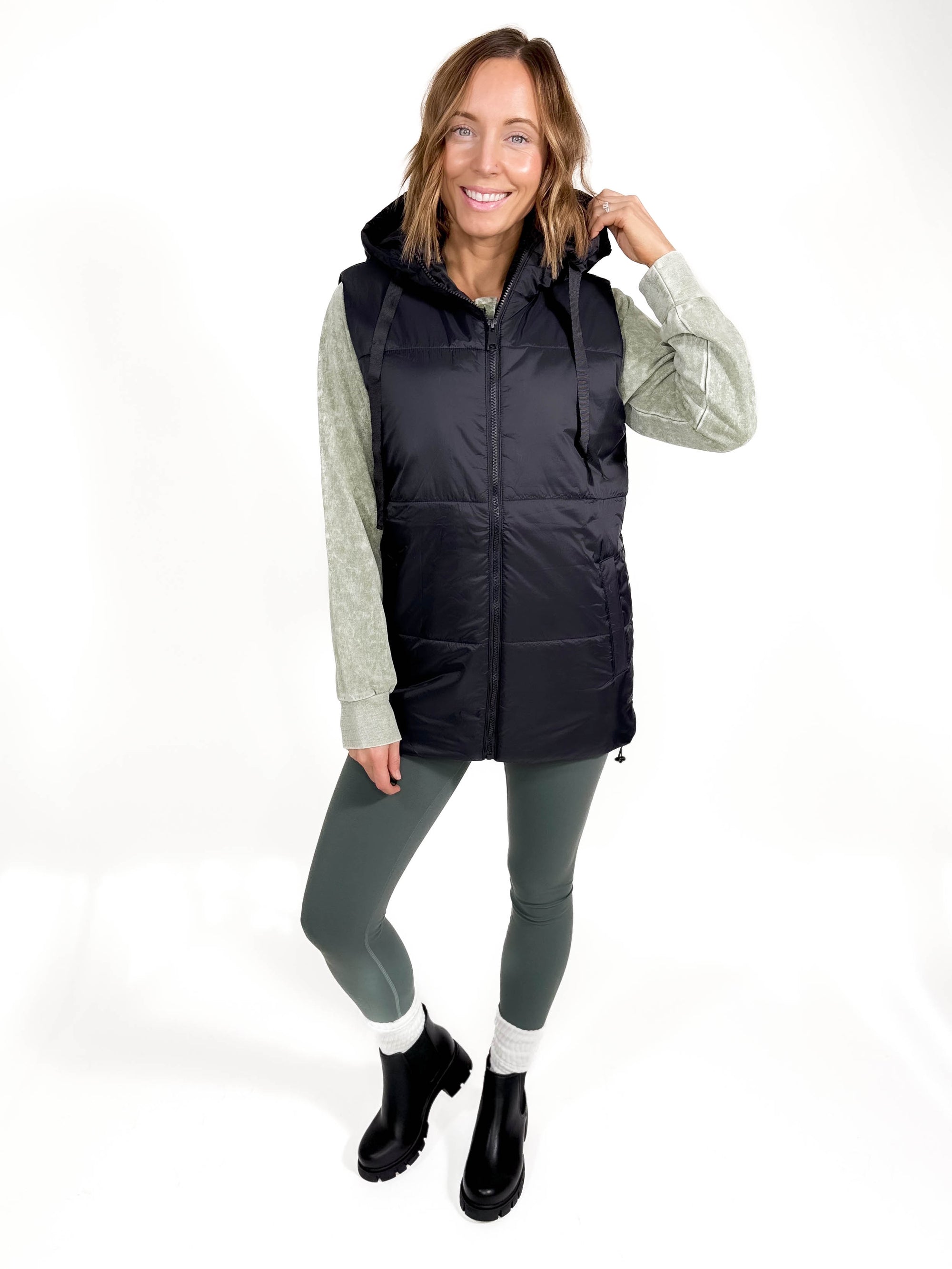 MONO B In The Pines Puffer Vest- BLACK