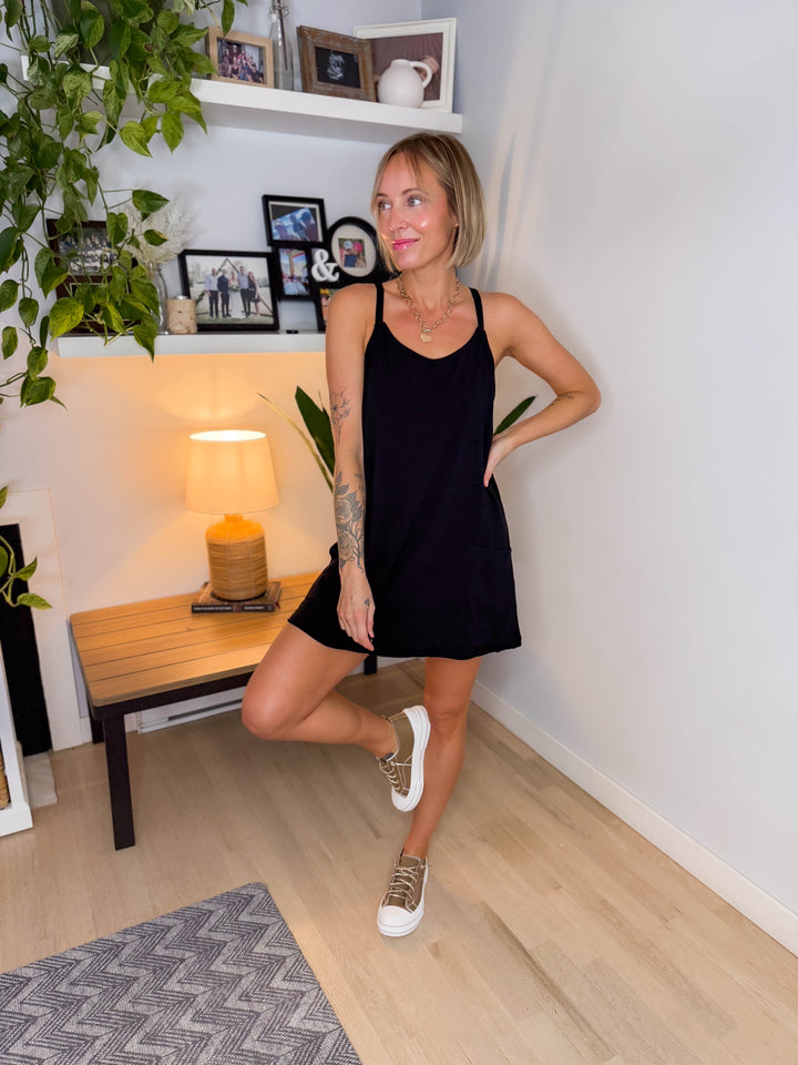Isla Romper Dress- BLACK