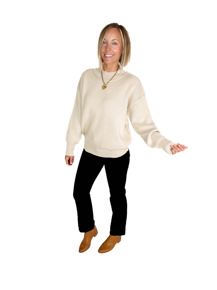 Saga Drop Shoulder Sweater- SAND BEIGE