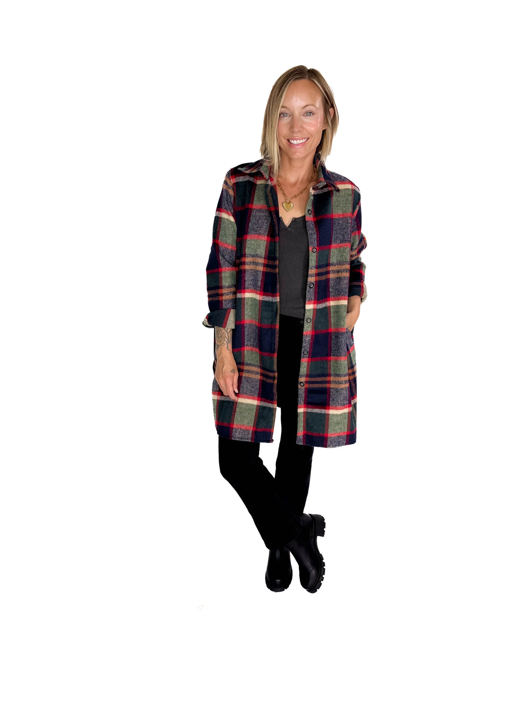 Renfrew Plaid Shacket- GREEN/NAVY