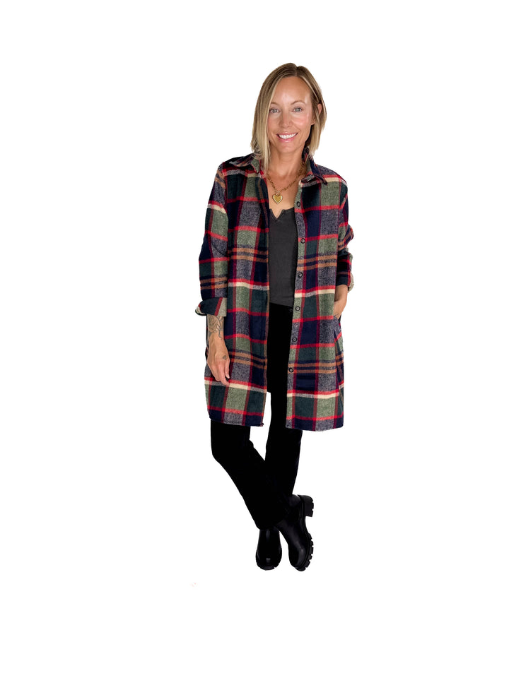 Renfrew Plaid Shacket- GREEN/NAVY