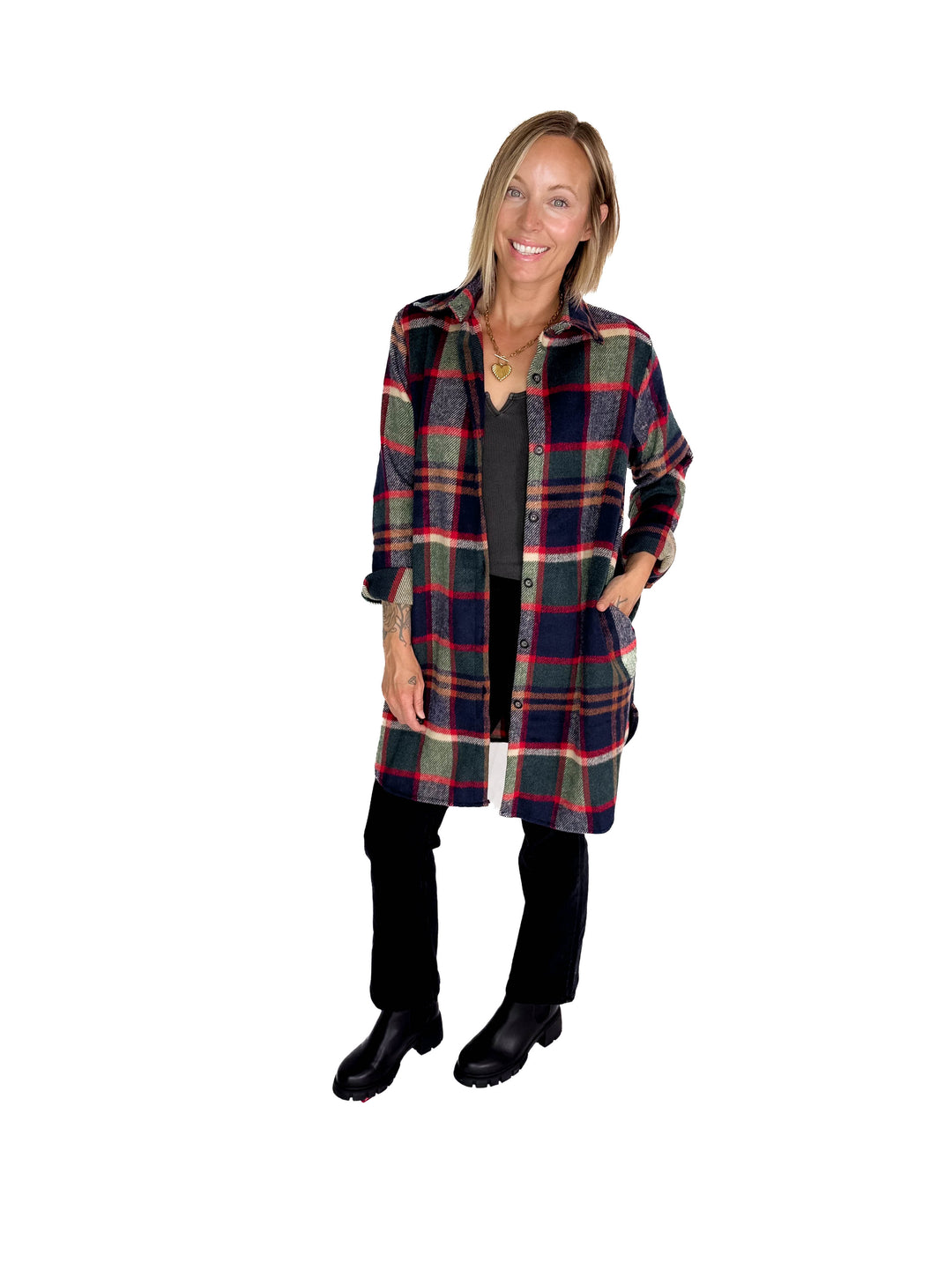 Renfrew Plaid Shacket- GREEN/NAVY