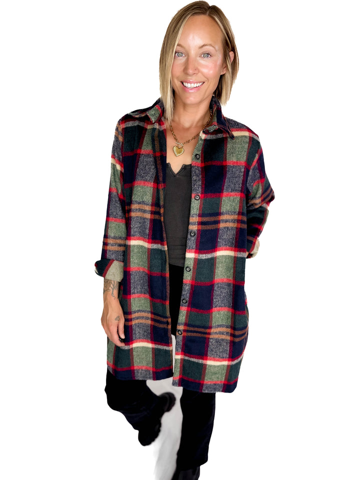 Renfrew Plaid Shacket- GREEN/NAVY