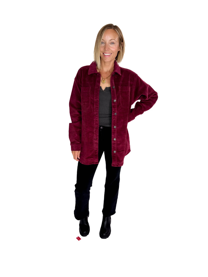 Noisy May Alva Corduroy Shacket- WINE