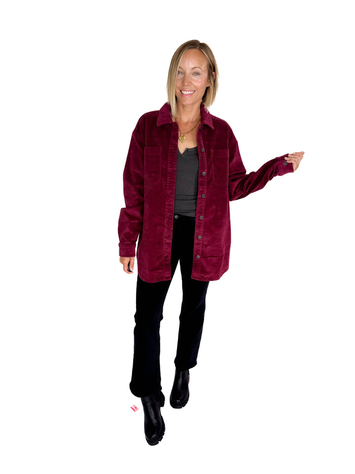 Noisy May Alva Corduroy Shacket- WINE