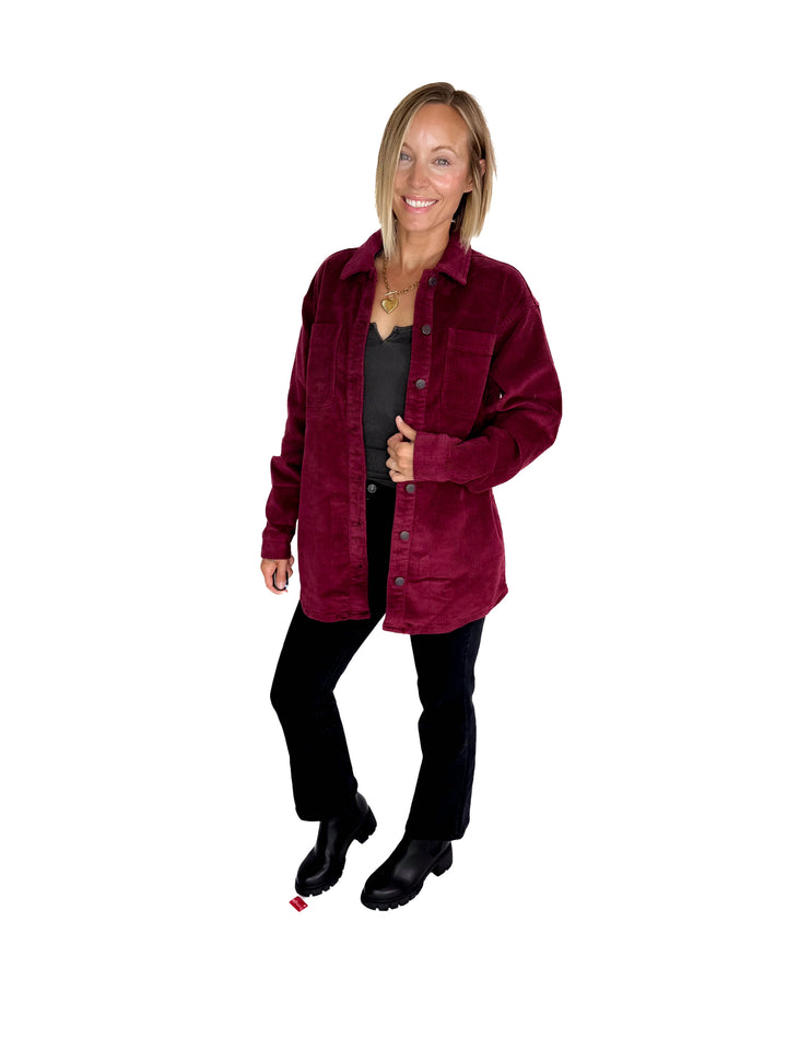 Noisy May Alva Corduroy Shacket- WINE