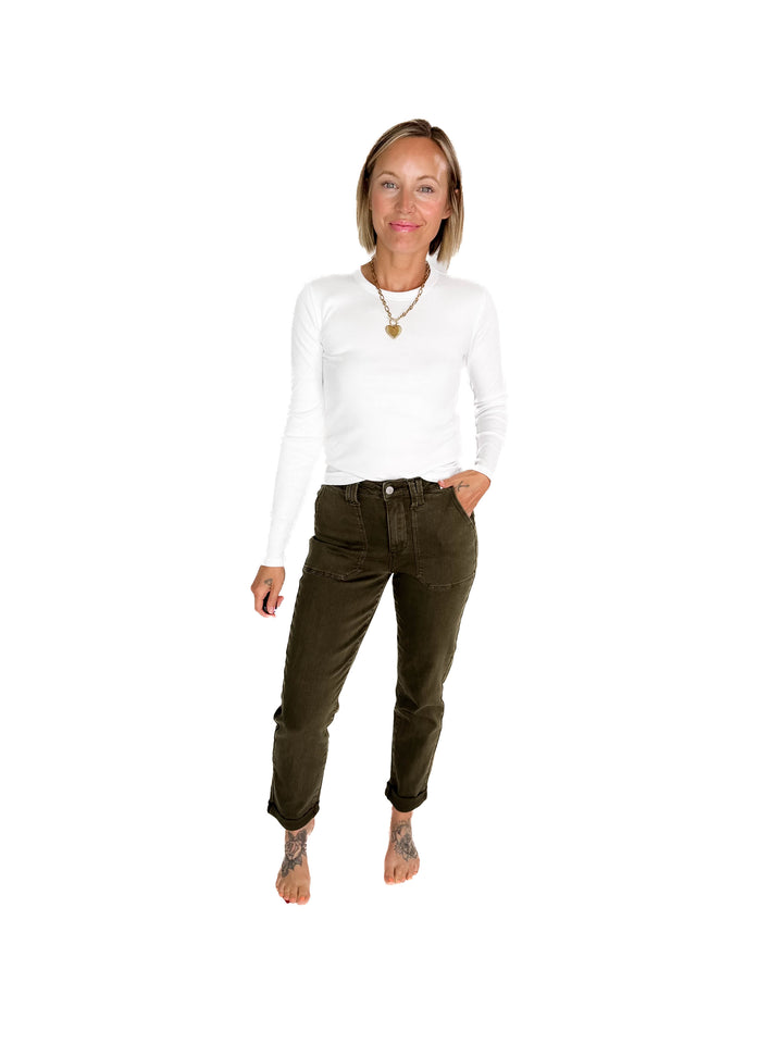 JUDY BLUE Saskia Cargo Pant- DARK FOREST