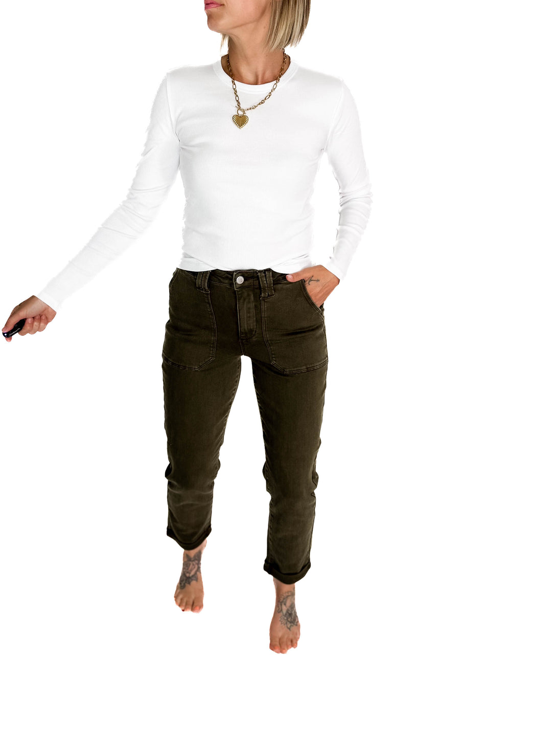 JUDY BLUE Saskia Cargo Pant- DARK FOREST