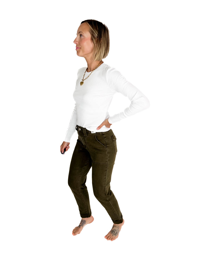 JUDY BLUE Saskia Cargo Pant- DARK FOREST