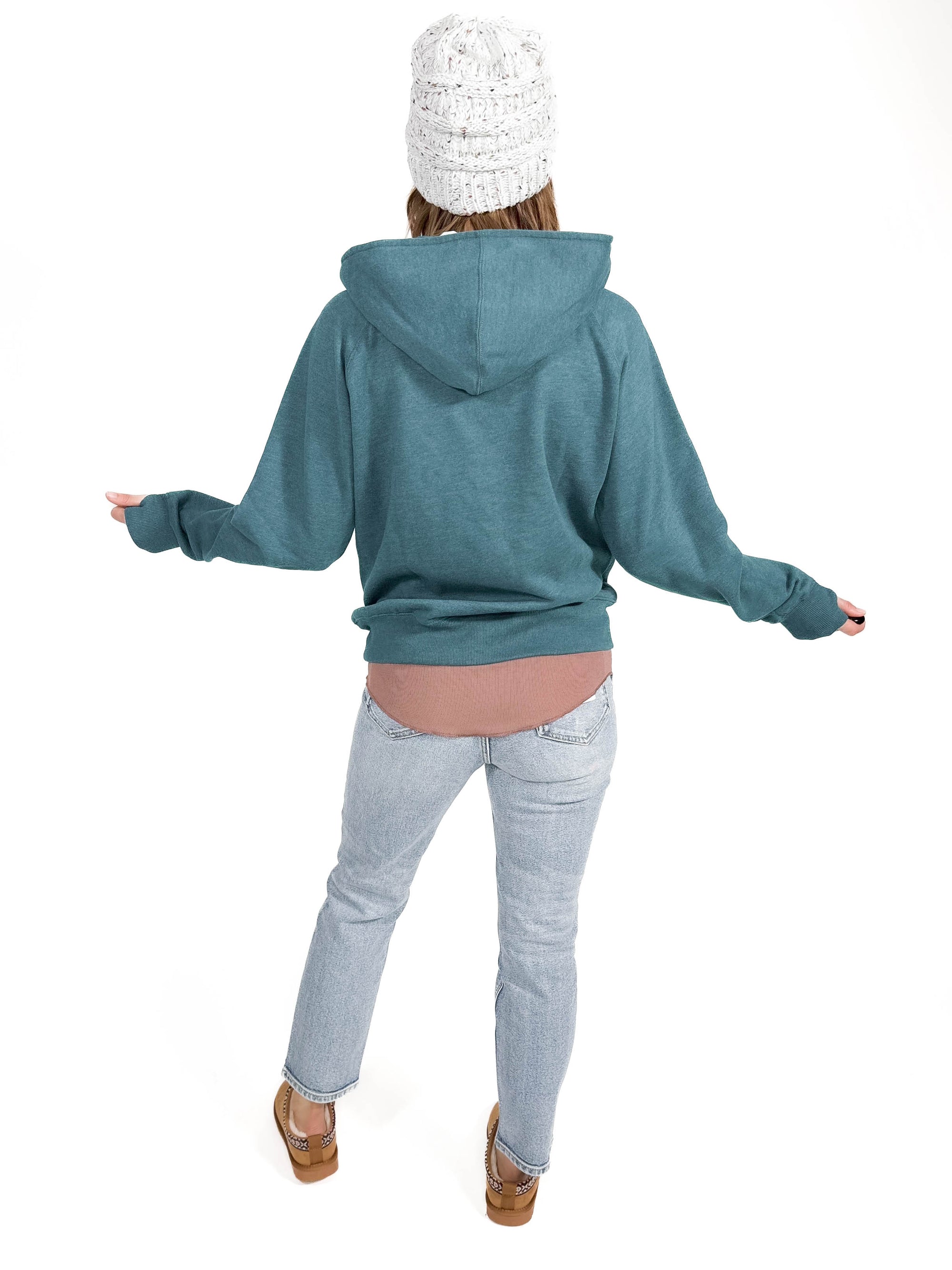 Averley Hooded Fleece- EMERALD