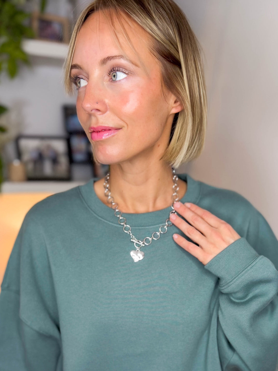Note Worthy Heart Toggle Necklace- SILVER