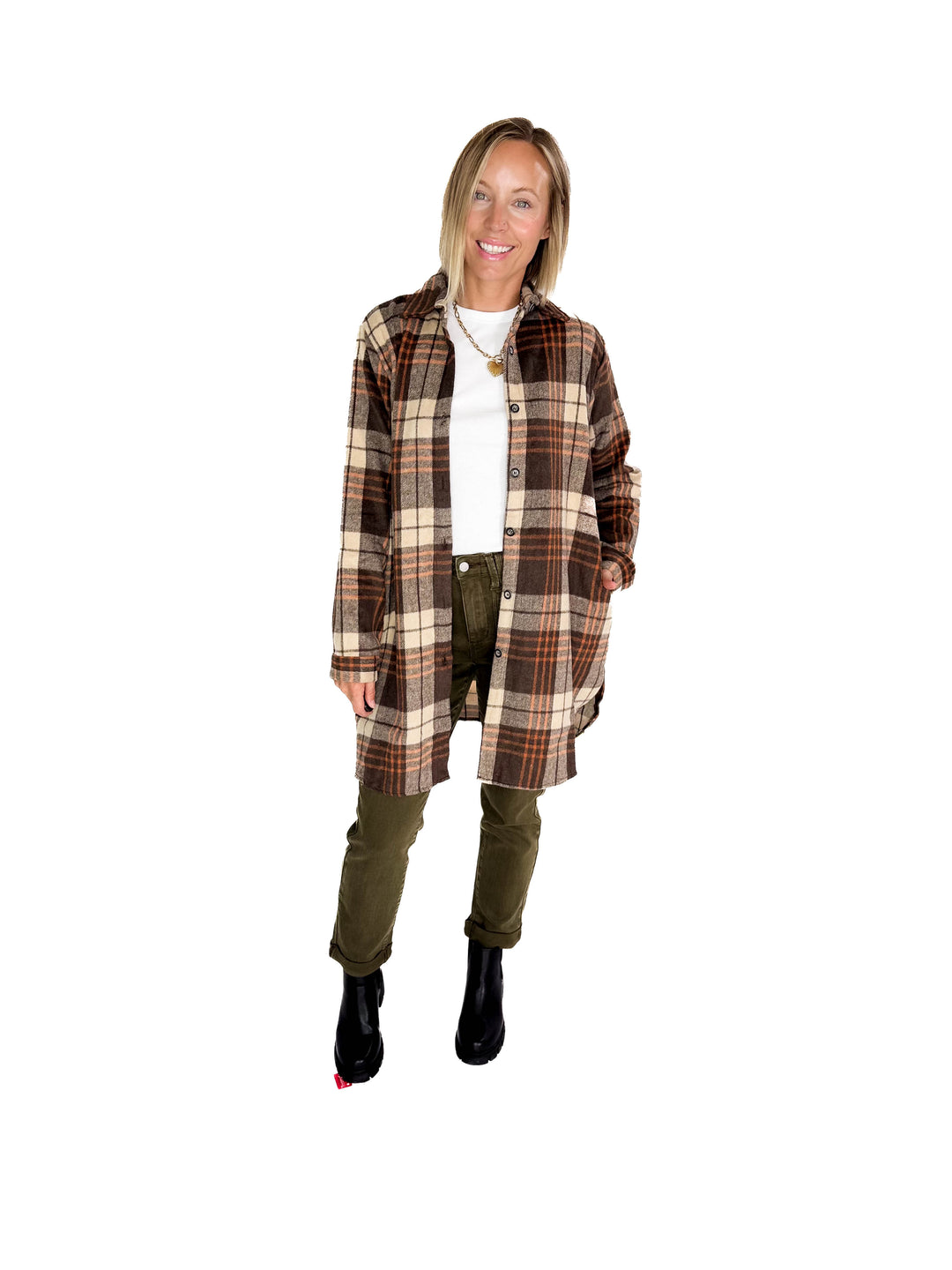 Renfrew Plaid Shacket- APRICOT