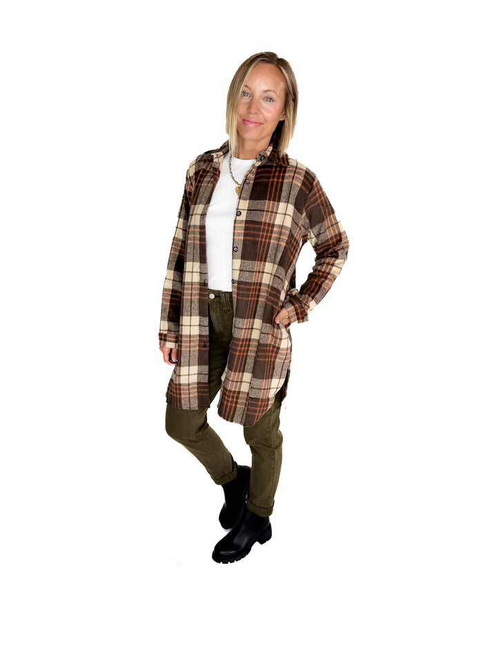 Renfrew Plaid Shacket- APRICOT