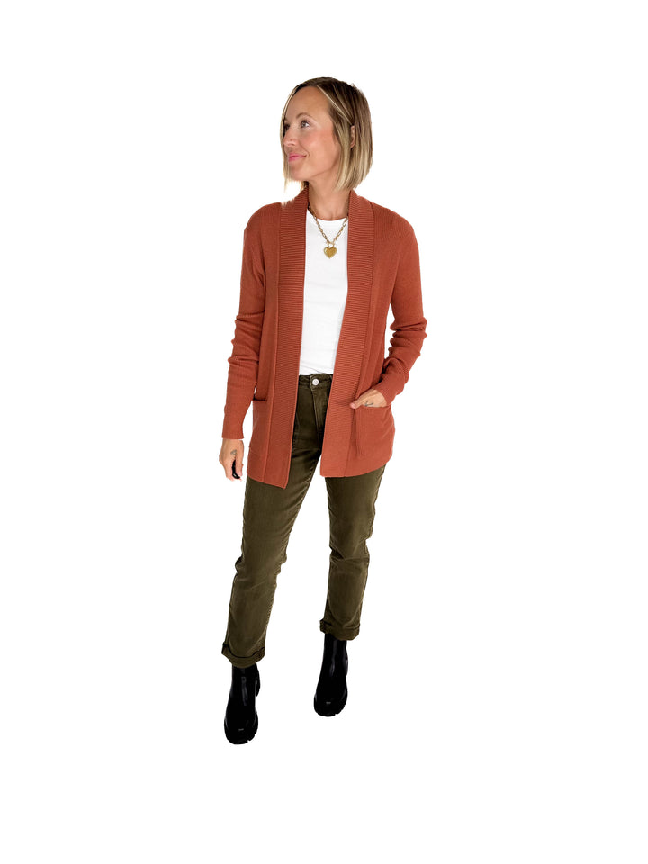 Otto Waffle Knit Cardigan- COPPER