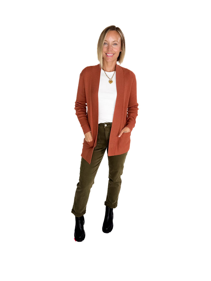Otto Waffle Knit Cardigan- COPPER